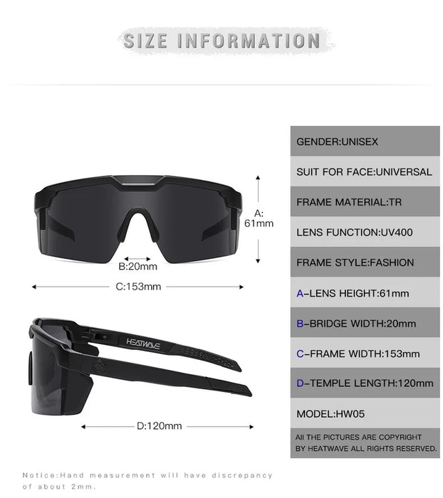 Heat Wave Cross-Border Best-Selling Cycling Pilot Goggles, High-Quality Genuine Film Outdoor Sports Sunglasses HW05 Eyewear